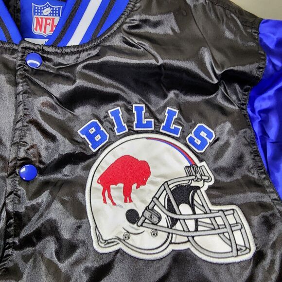 Buffalo Bills Jacket Satin Bomber Coat NFL Team Varsity Button NFL Mens Large - Picture 4 of 11